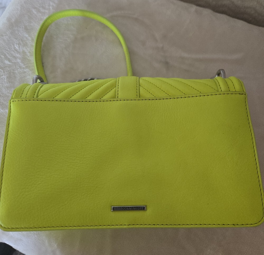 Rebecca Minkoff Neon Yellow Quilted Crossbody Shoulder Bag - Picture 2 of 7